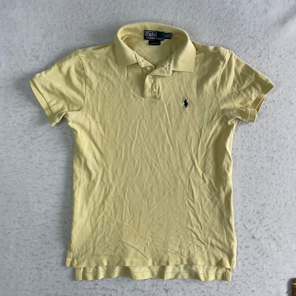 Polo Ralph Lauren Polo Shirt Mens Medium Yellow Custom Fit Short Sleeve Pique